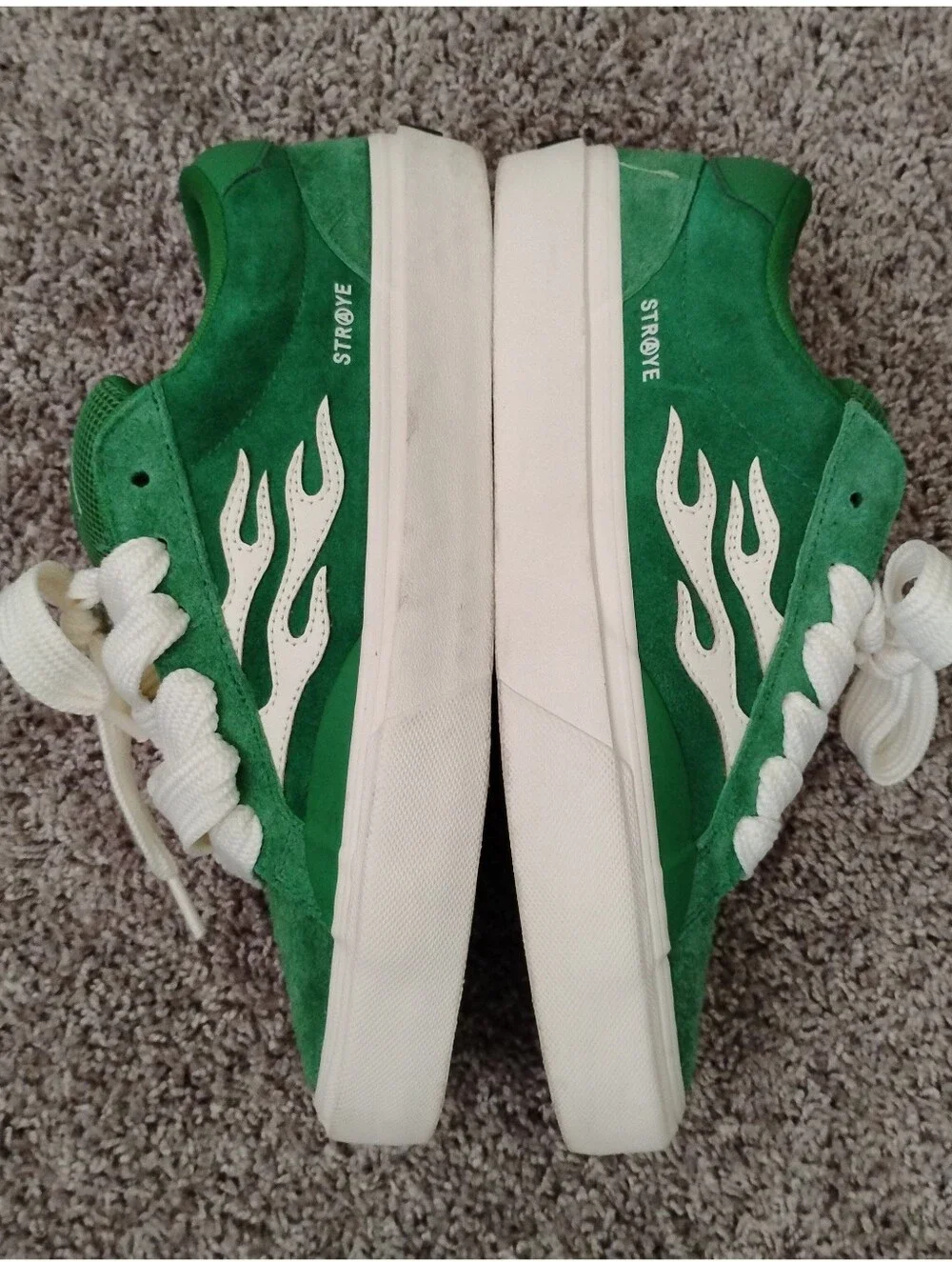 STRAYE Logan Flame Green Suede Skate Shoes